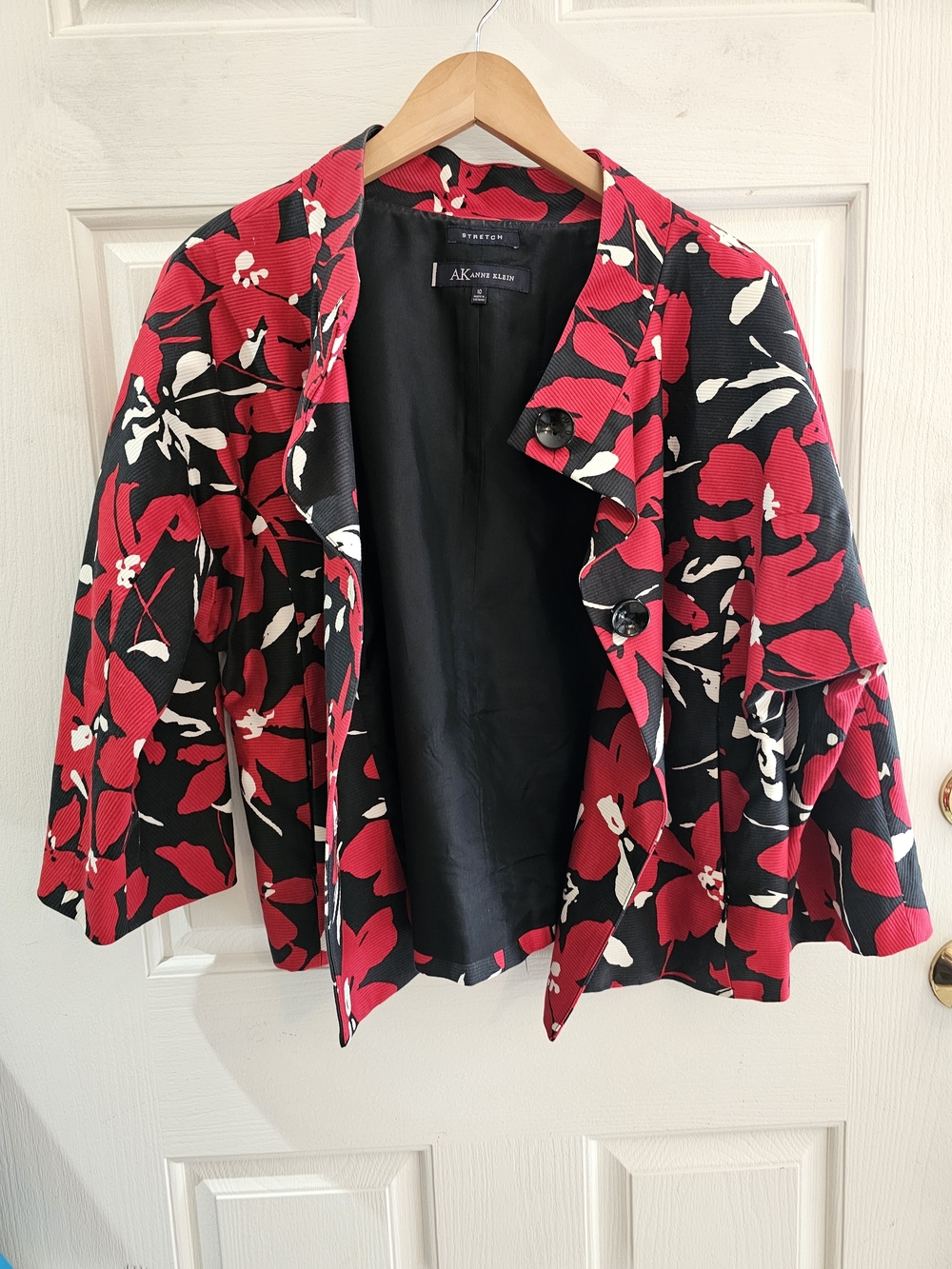 Anne Klein Red, Black & White Floral Blazer